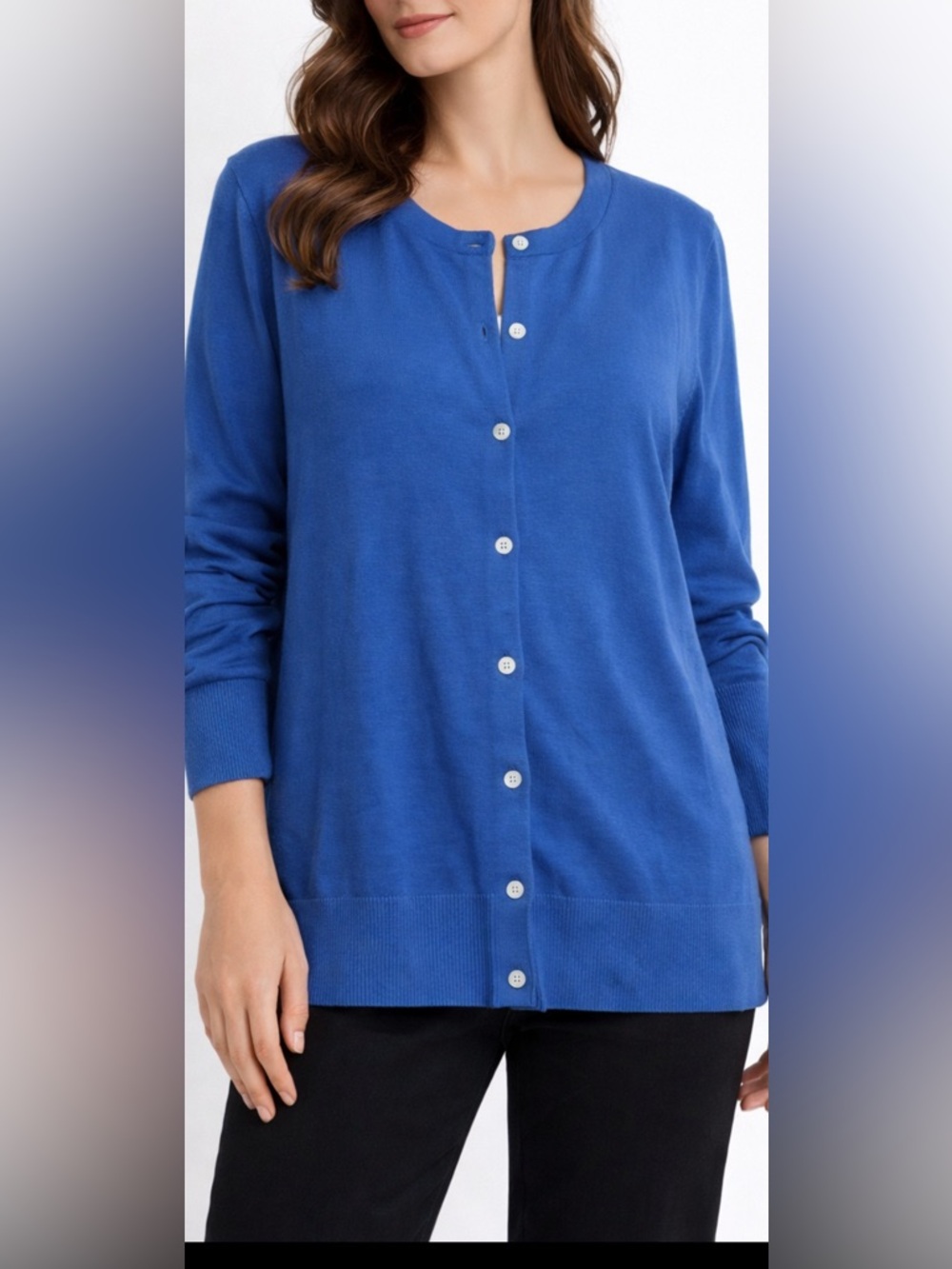 Lands’ End XL Blue Button Front Cardigan Sweater